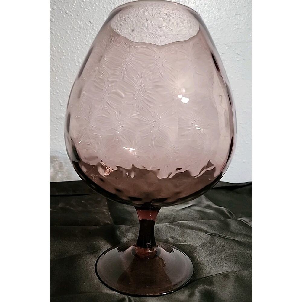 Vintage Empoli Glass Brandy Snifter Diamond Optic Amethyst Purple 8.5”